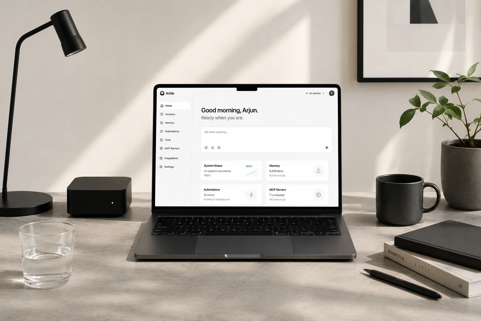Minimal workspace with Arble running on-device